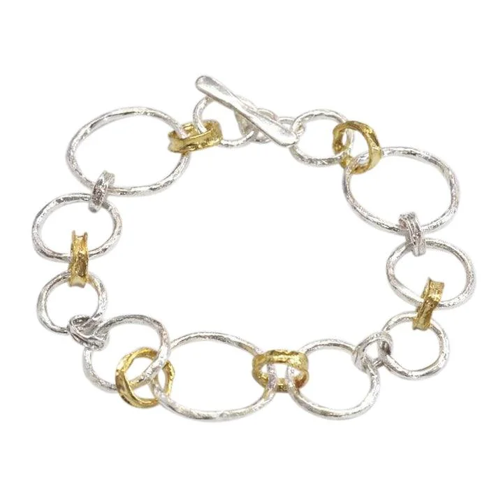 Glass Bracelets -Circles Chain Bracelet - 18ct Gold Vermeil and Sterling Silver