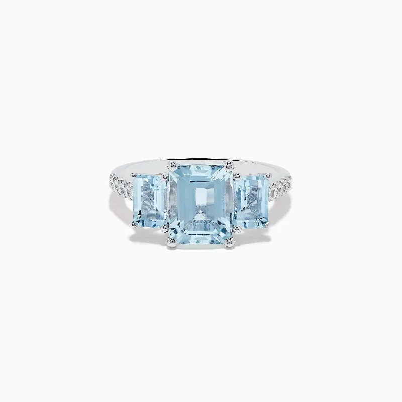 Ladies Rings with Tanzanite-Aquarius 14K White Gold Diamond and Aquamarine Ring