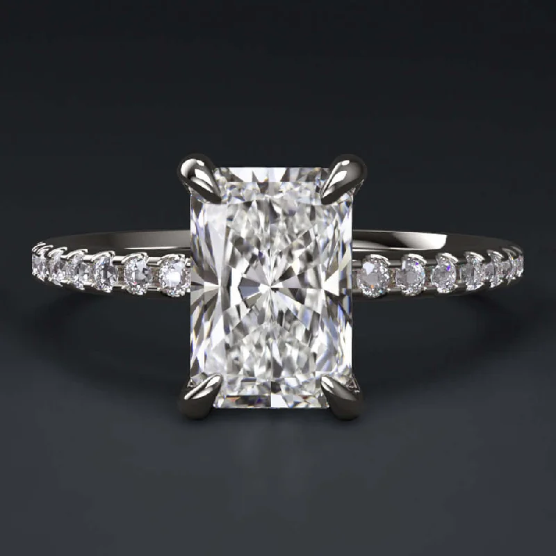 Ladies Engagement Rings with Grandidierite-1.5 CARAT LAB GROWN DIAMOND ENGAGEMENT RING CERTIFIED F VS RADIANT THIN BAND