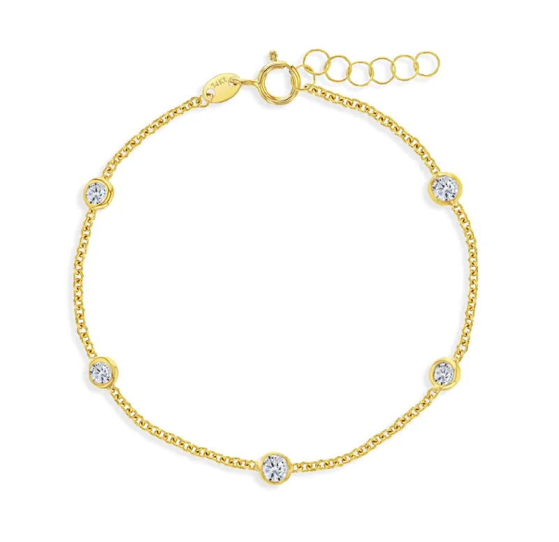 Sentimental Bracelets -Gold and "Diamond" Bezel Set Girls Bracelet