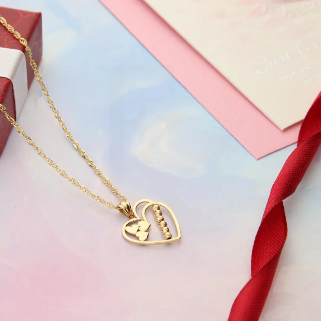 Everyday Necklaces -Gold Necklace (Chain With Hearts Pendant) 18KT - FKJNKL18K3090