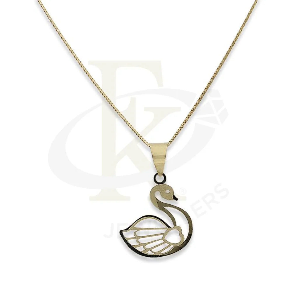 Lightweight Necklaces -Gold Necklace (Chain with Swan with Heart Pendant) 18KT - FKJNKL18K2295