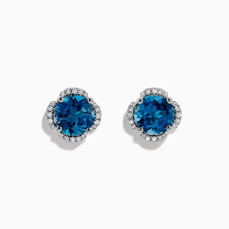 Ladies Earrings Lightweight-Ocean Bleu 14K Gold London Blue Topaz and Diamond Earrings, 4.25 TCW