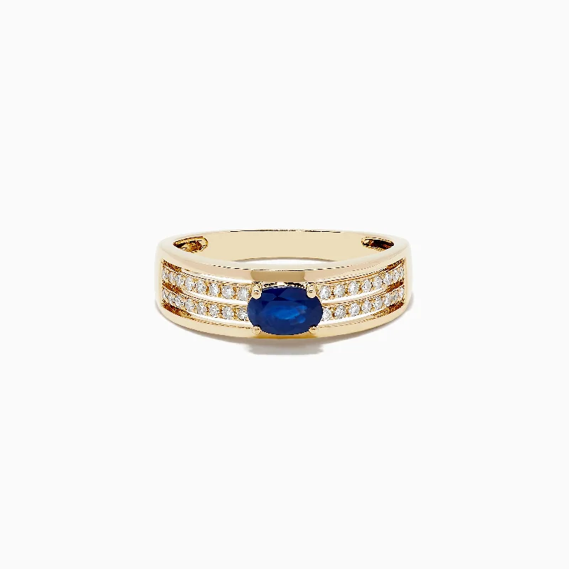 Ladies Rings for Wedding-Royale Bleu 14K Yellow Gold Sapphire and Diamond Ring