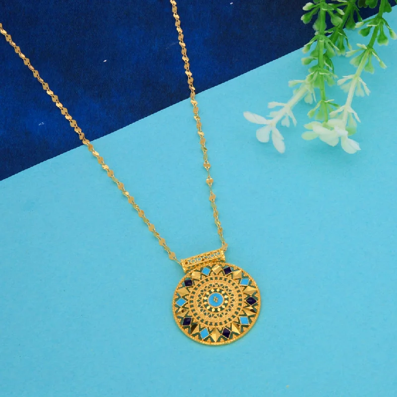 Engraved Necklaces -Gold Necklace (Chain With Intricate Round Shaped Pendant) 21KT - FKJNKL21KM9879