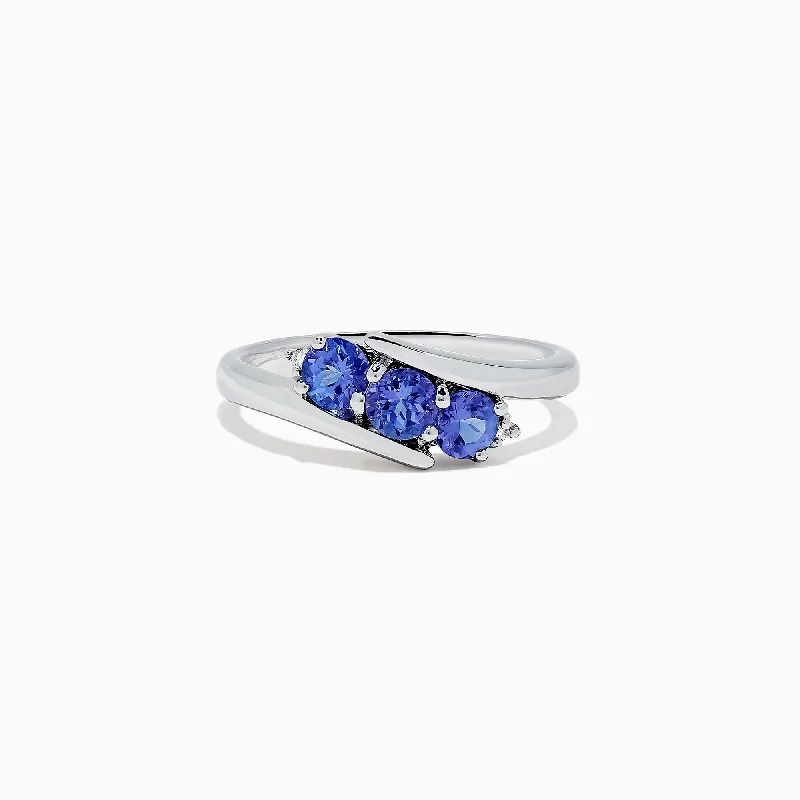 Ladies Rings with Serpentine-Nahla Siri Sterling Silver Tanzanite and Diamond Ring, 0.86 TCW