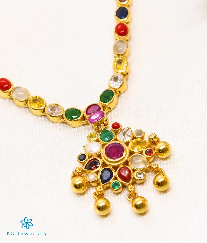 Glow Necklaces -The Abhijita Silver Navratna Necklace