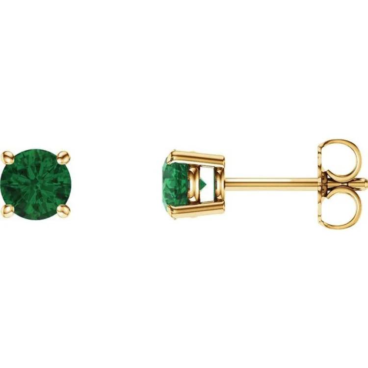 Ladies Earrings for Entrepreneurs-14K Yellow 5 mm Lab-Grown Emerald Stud Earrings