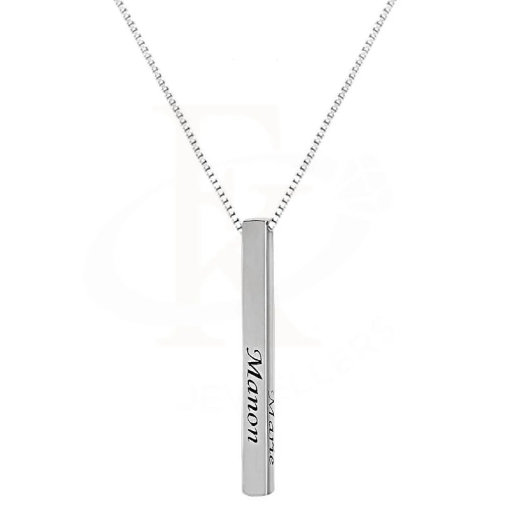 Gold Necklaces -Silver 925 Name Engraved Bar Necklace - FKJNKL1927