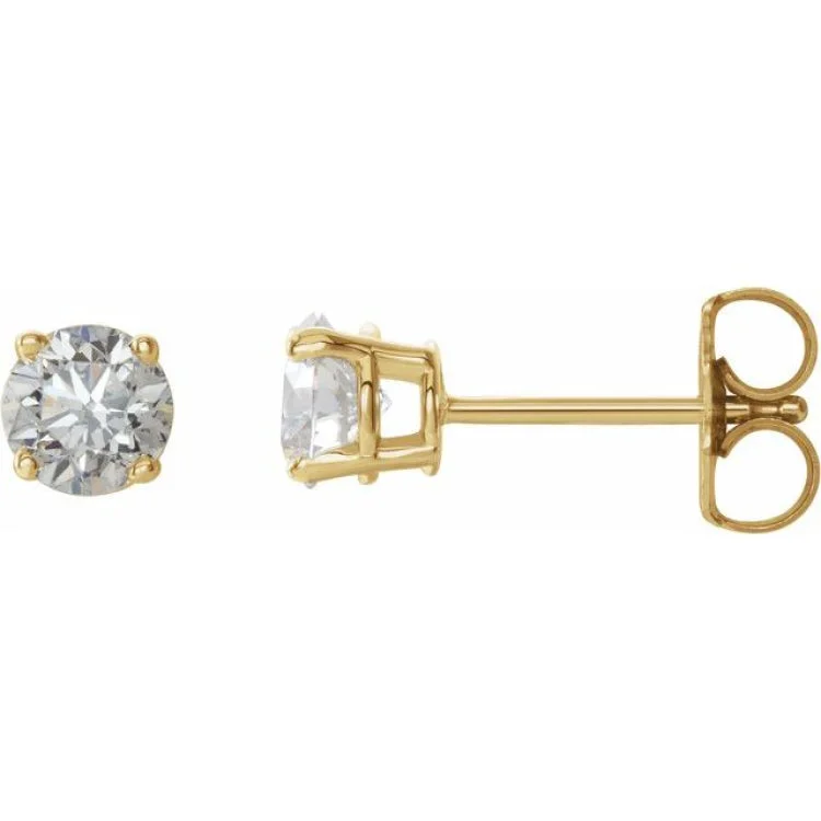 Ladies Earrings Gold Plated-14K Yellow 3/4 CTW Natural Diamond Stud Earrings