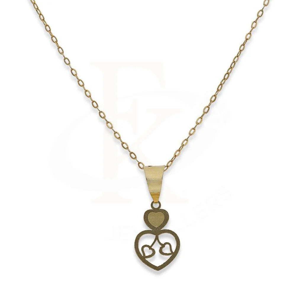 Silk Necklaces -Gold Necklace (Chain with Twin Hearts Pendant) 18KT - FKJNKL18K2332