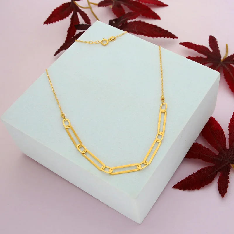 High-End Necklaces -Gold Paperclip Shaped Necklace 21KT - FKJNKL21KM9859