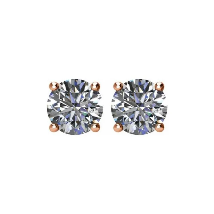 Ladies Earrings with Pearls-14K Rose 1 1/2 CTW Natural Diamond Stud Earrings