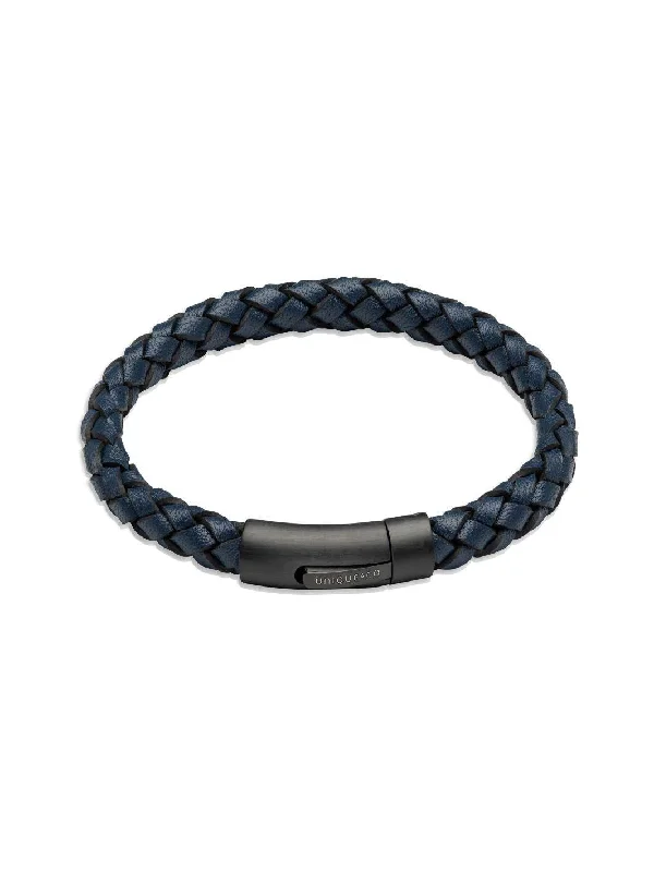 Blue Bracelets -Unique & Co Leather Bracelet Matt Steel Clasp - Various Colours