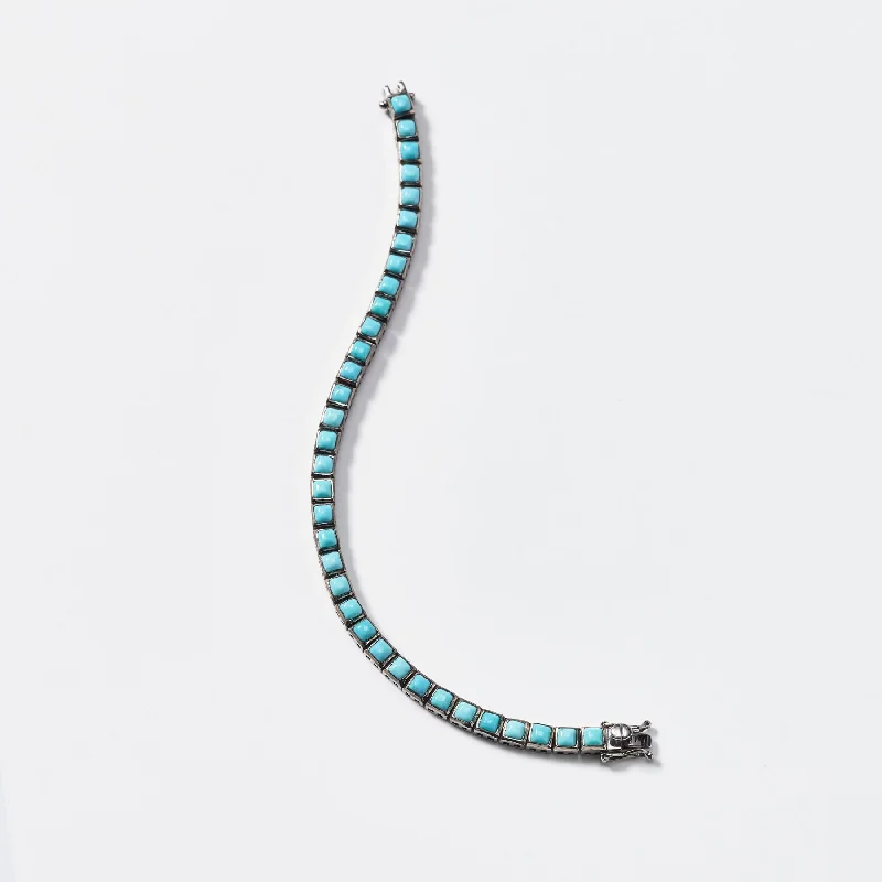 Club Bracelets -Mini Turquoise Tile Tennis Bracelet