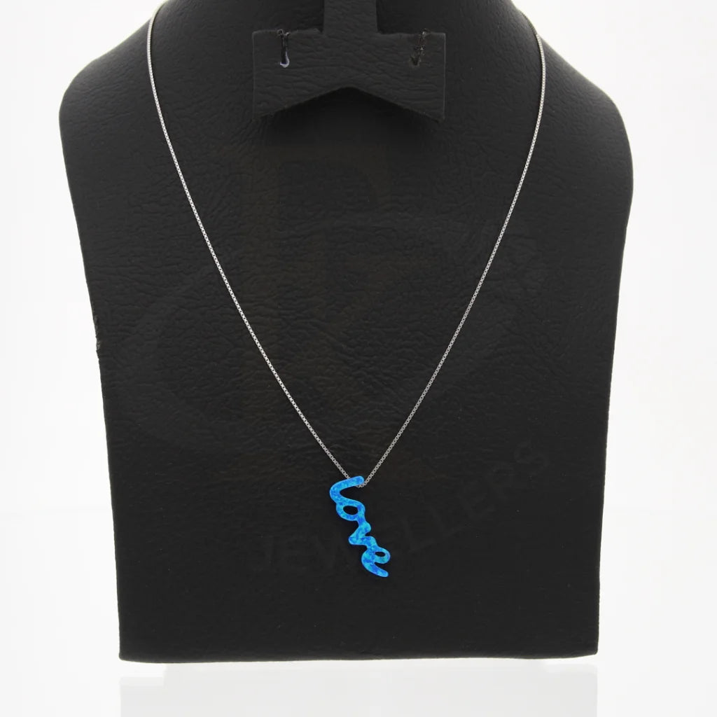 Empowerment Necklaces -Sterling Silver 925 Blue Opal Love Shaped Necklace - FKJNKLSL8066