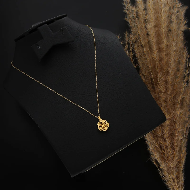 Spiritual Necklaces -Gold Necklace (Chain With Hollow Flower Shaped Pendant) 21KT - FKJNKL21KM9807