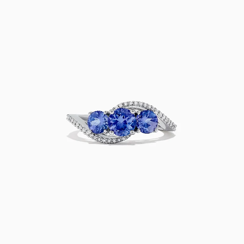 Ladies Rings with Spinel-Nahla Siri 14K White Gold Tanzanite and Diamond Ring, 1.63 TCW