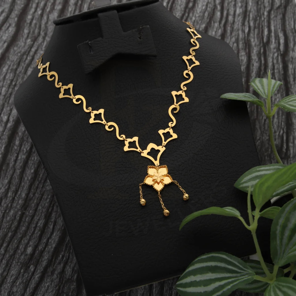 Tribal Necklaces -Gold Flower Shaped Necklace 21KT - FKJNKL21K7739