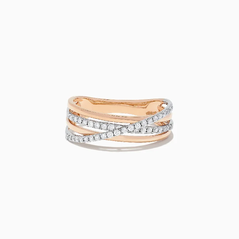 Ladies Rings with Filigree-Duo 14K Rose and White Gold Diamond Crossover Ring, 0.29 TCW