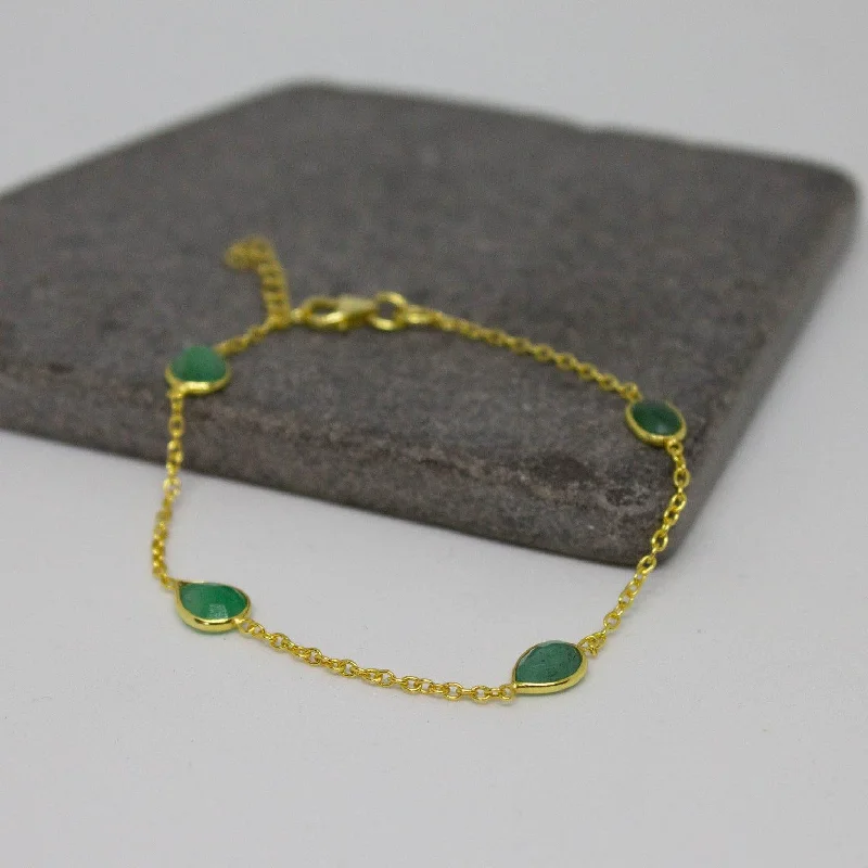 Infinity Bracelets -Emerald and 18ct Gold Vermeil Chain Bracelet