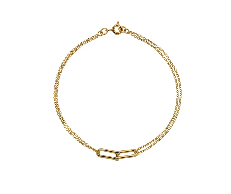 Winter Bracelets -9ct Yellow Gold Double Strand U-Link Bracelet