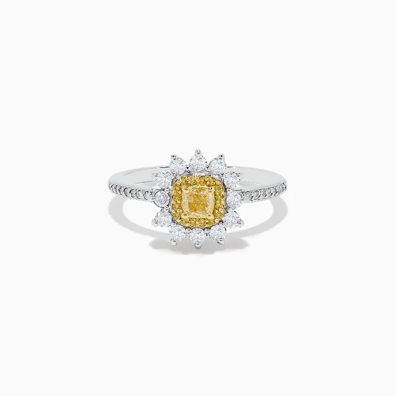 Ladies Rings with Thaumasite-Canare 14K Two Tone Gold Yellow and White Diamond Ring