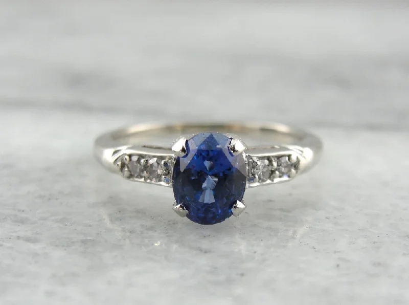 Ladies Engagement Rings Promise Style-Fine Sapphire Engagement Ring with Diamond Accents