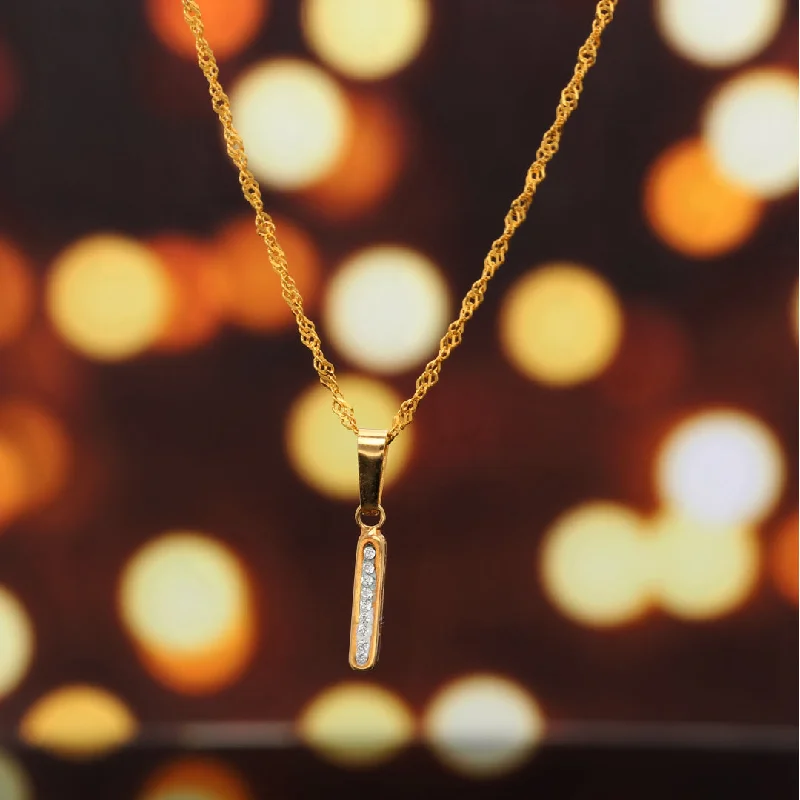 Urban Necklaces -Gold Necklace (Chain with I Shaped Alphabet Letter Pendant) 18KT - FKJNKL18K9414