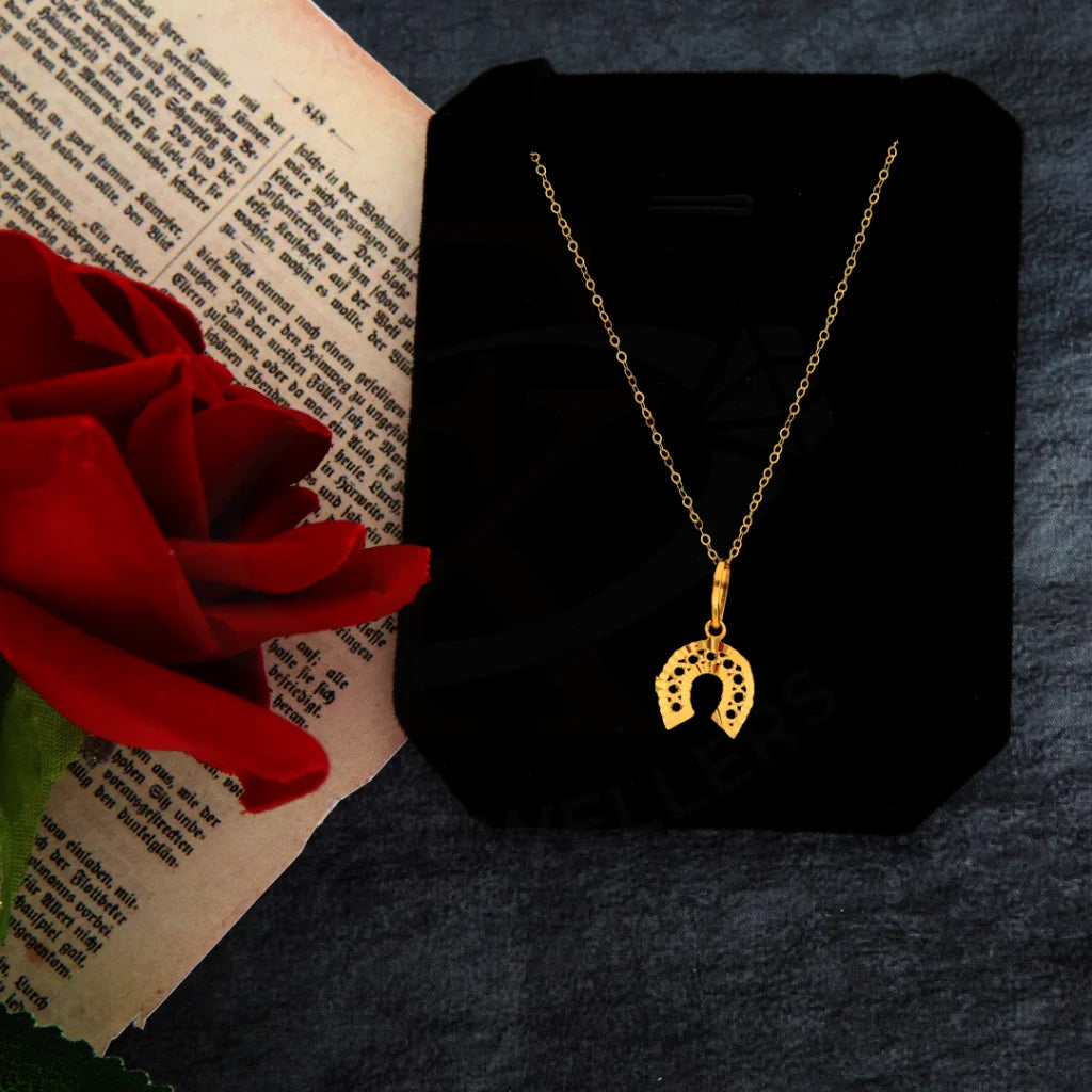 Cross Necklaces -Gold Necklace (Chain with Dainty Horseshoe Pendant) 21KT - FKJNKL21KM8402