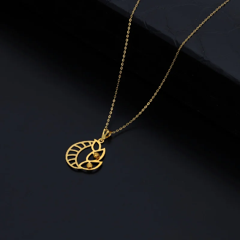 Symmetrical Necklaces -Gold Necklace (Chain With Intricate Design Shaped Pendant) 21KT - FKJNKL21KM9825