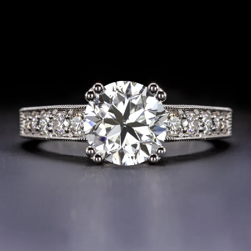 Ladies Engagement Rings with Axinite-1.5ct GIA CERTIFIED G SI1 DIAMOND ENGAGEMENT RING VINTAGE STYLE ENGRAVED NATURAL