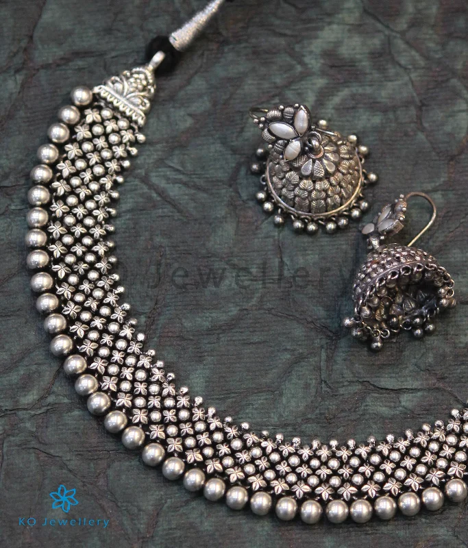 Gemstone Necklaces -The Amrita Antique Silver Necklace (Oxidised)