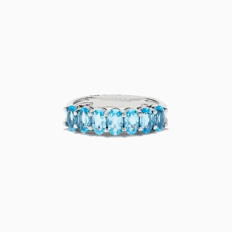 Ladies Rings with Flowers-925 Sterling Silver Blue Topaz Ring, 1.95 TCW