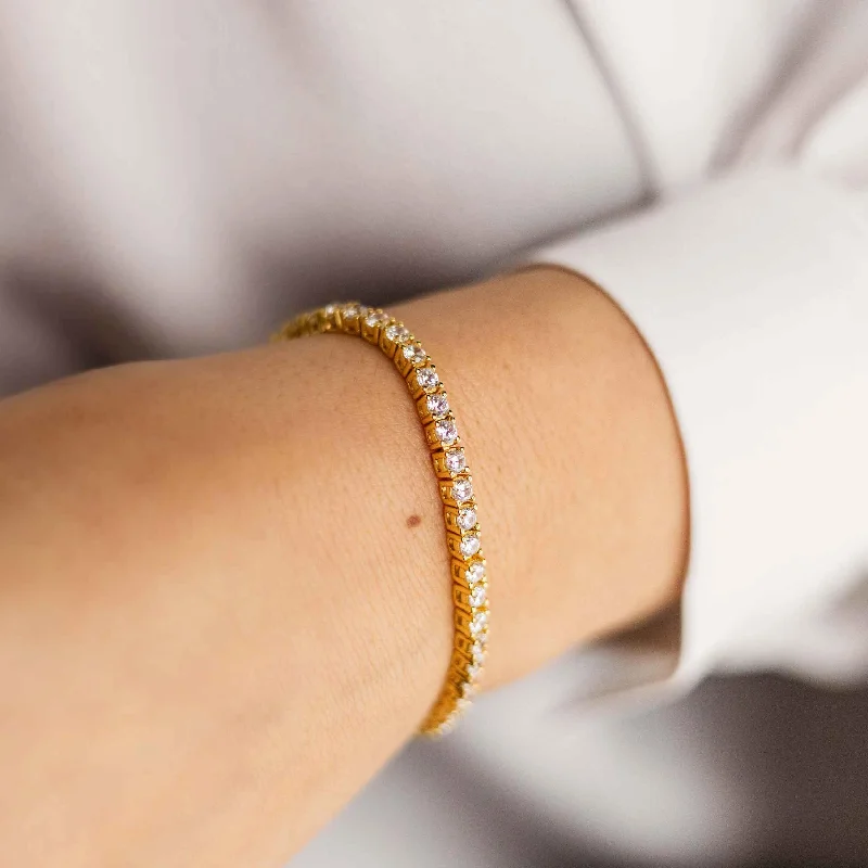 Stacking Bracelets -Gold Vermeil Sterling Silver Brilliant Tennis Bracelet