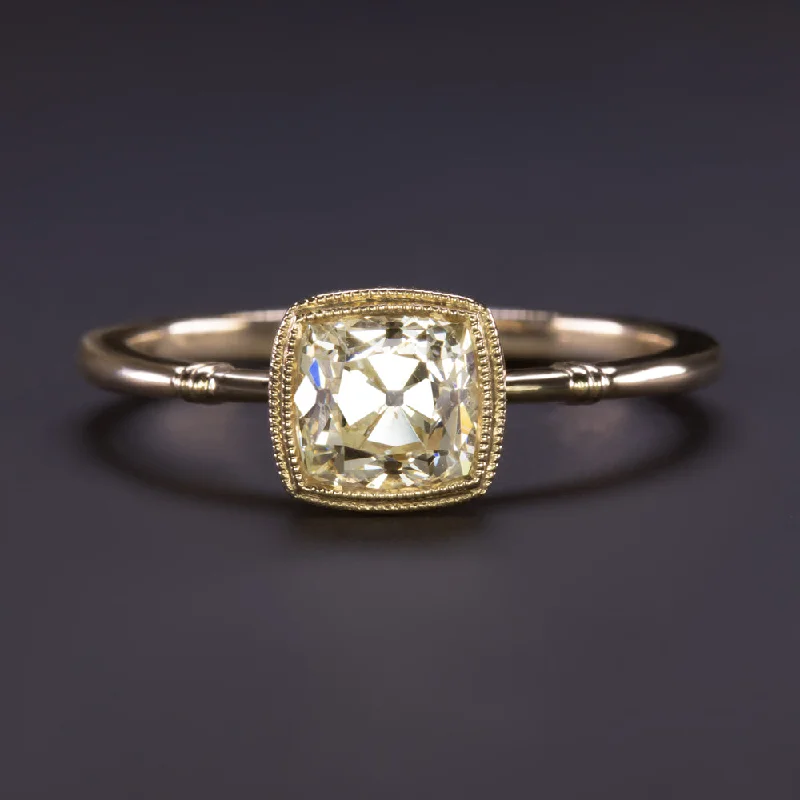 Ladies Engagement Rings Art Deco-1 CARAT OLD MINE CUT DIAMOND ENGAGEMENT RING VINTAGE STYLE SOLITAIRE 14k GOLD