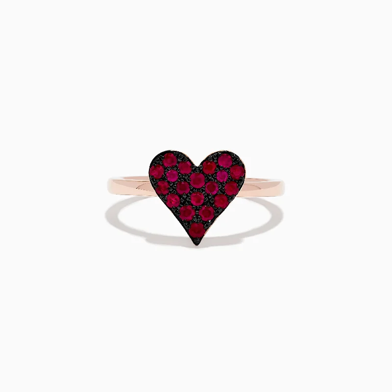 Ladies Rings Heart Cut-Casino 14K Rose Gold Ruby Heart Ring