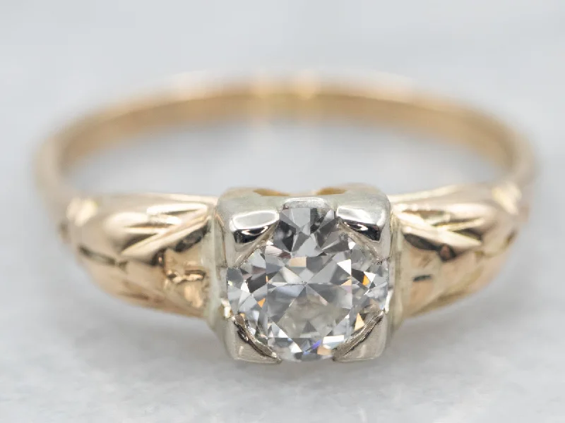 Ladies Engagement Rings Simple Halo-Antique 1930's Diamond Engagement Ring