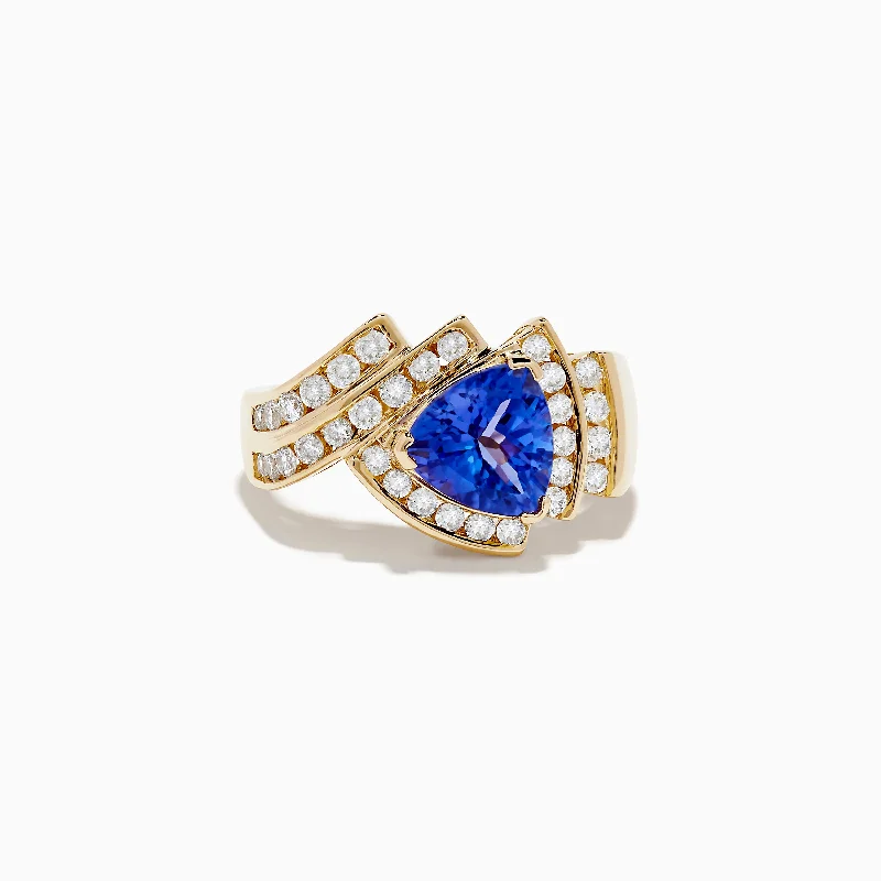 Ladies Rings for Casual Wear-Nahla Siri 14K Yellow Gold Tanzanite and Diamond Ring