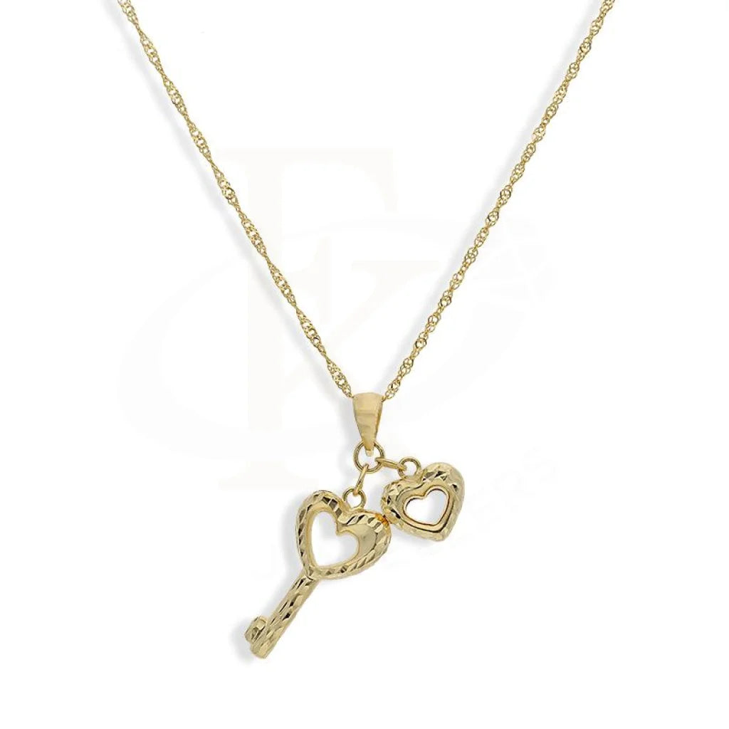 Handmade Necklaces -Gold Necklace (Chain with Heart and Key Shaped Pendant) 18KT - FKJNKL18K2247