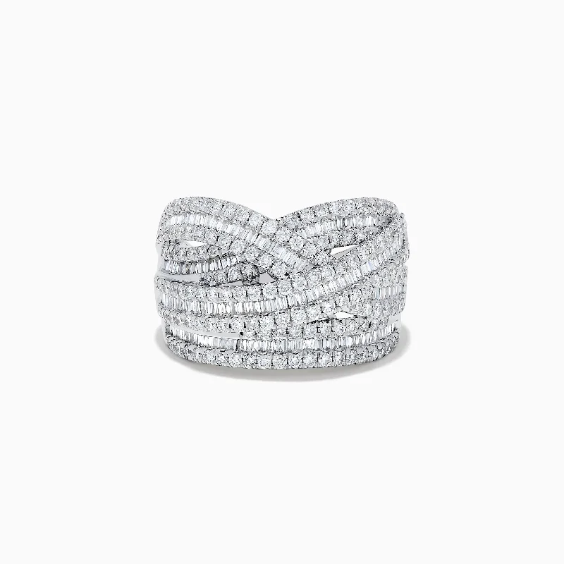 Ladies Rings Open Band-Classique 14K White Gold Diamond Crossover Ring