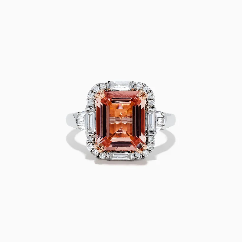 Ladies Rings with Sanidine-Blush 14K Two-Tone Gold Morganite and Diamond Ring