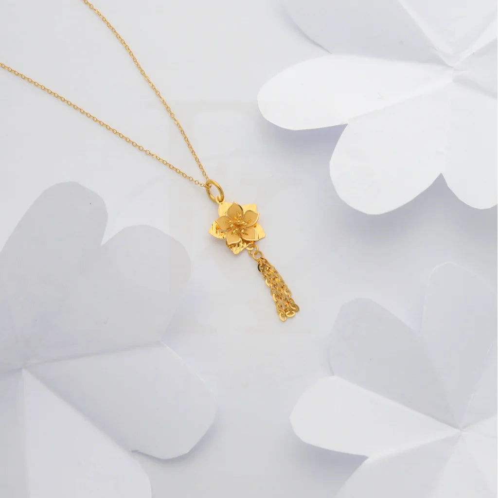 Futuristic Necklaces -Gold Necklace (Chain with Floral Style Pendant) 21KT - FKJNKL21KM8438