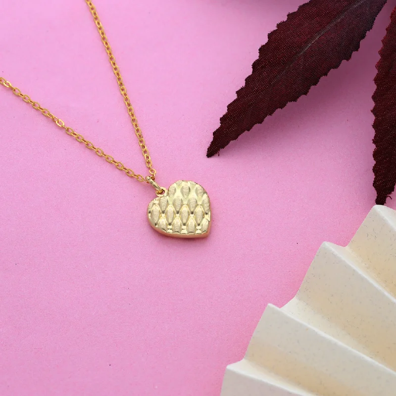 Minimalist Necklaces -Gold Necklace (Chain with Stud Heart Shaped Pendant) 18KT - FKJNKL18K9173