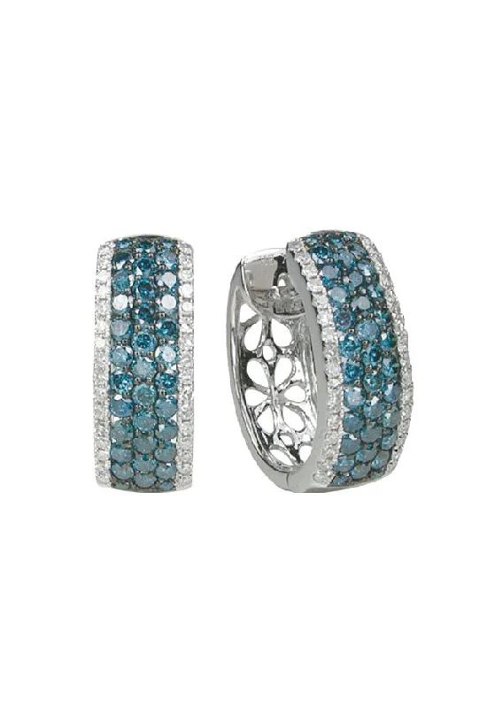 Ladies Earrings with Sunstone-Bella Bleu 14K White Gold Blue and White Diamond Earrings, 1.30 TCW