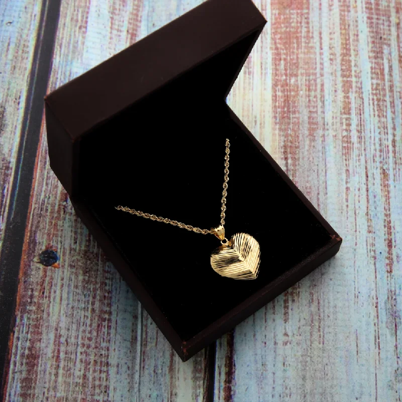 Yellow Necklaces -Gold Necklace (Chain with Stud Heart Shaped Pendant) 18KT - FKJNKL18K9201