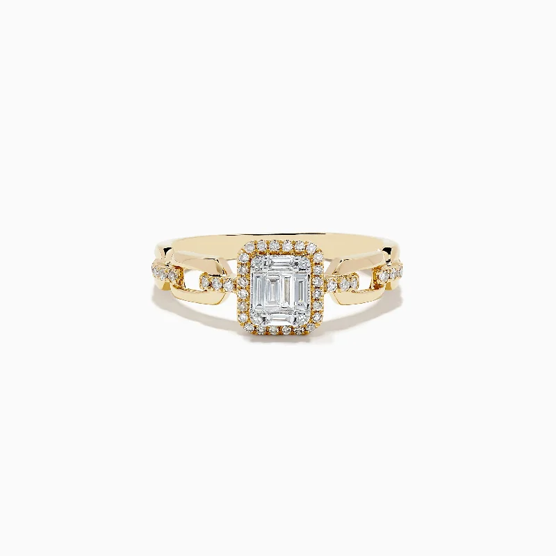 Ladies Rings for Winter-D'oro 14K Yellow Gold Diamond Ring