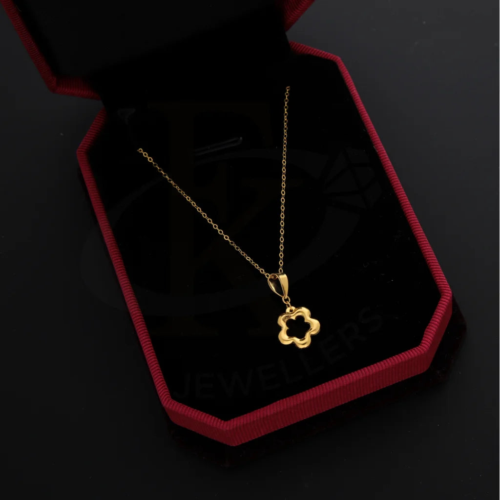 Heart Necklaces -Gold Necklace (Chain With Hollow Flower Shaped Pendant) 21KT - FKJNKL21KM8676