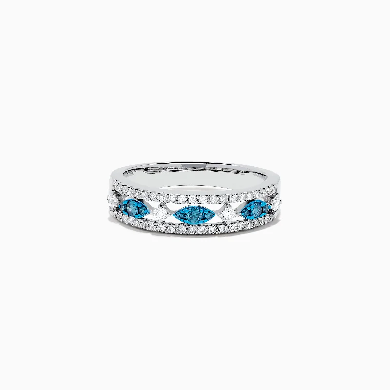 Ladies Rings with Chrysocolla-Bella Bleu 14K White Gold Blue and White Diamond Ring, 0.42 TCW