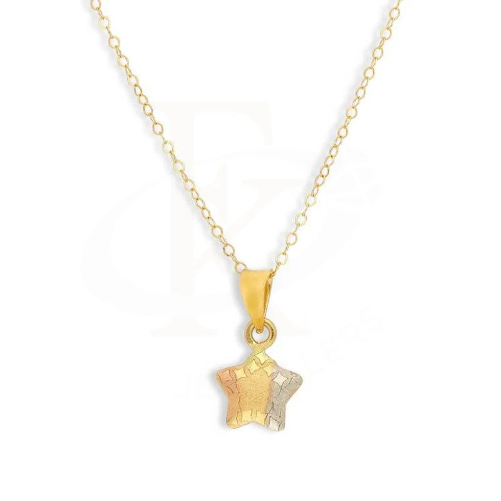 Special Occasion Necklaces -Gold Necklace (Chain with Tri Tone Star Pendant) 18KT - FKJNKL18K2842